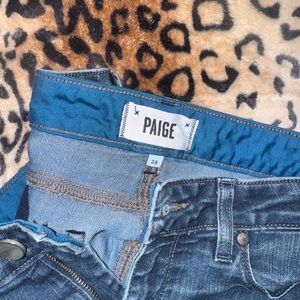 PAIGE Blue Classic Medium-Wash Jeans with Contrast Stitching